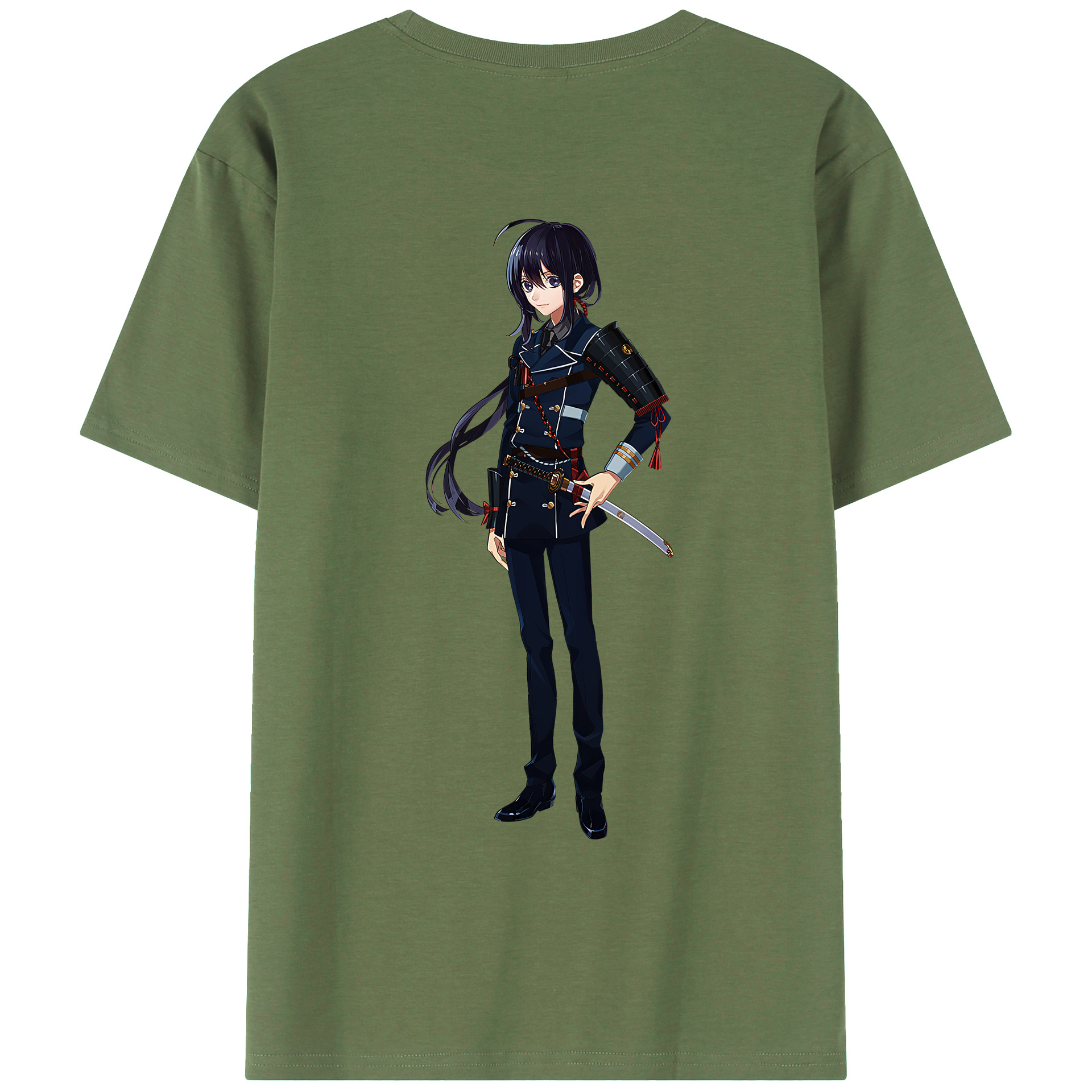 （画像用） 刀剣乱舞 Touken Ranbu 綿100％ メンズ半袖Tシャツ（バックプリント） 通気性